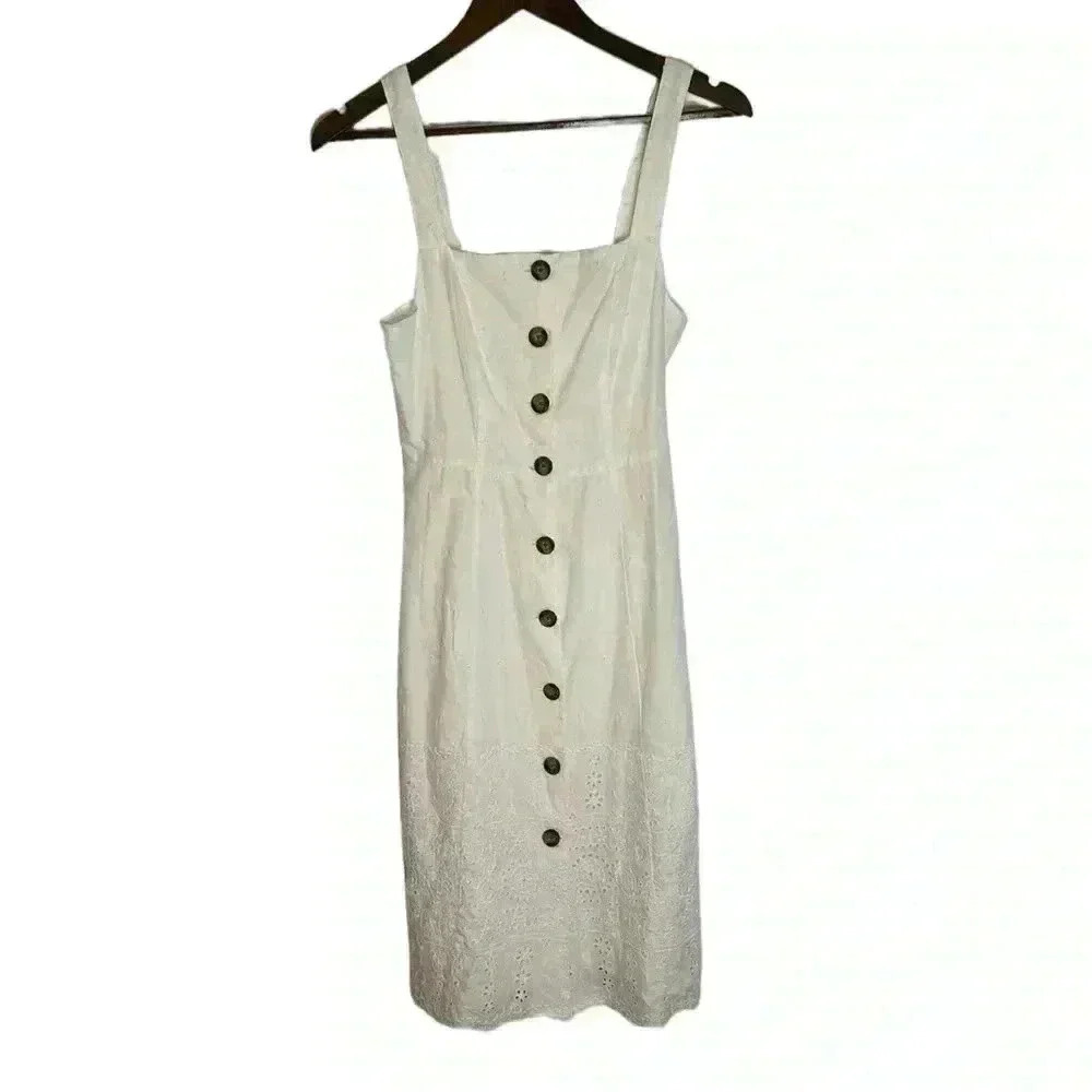 Gap Button-Front Lace Midi Dress - Size 00 - White